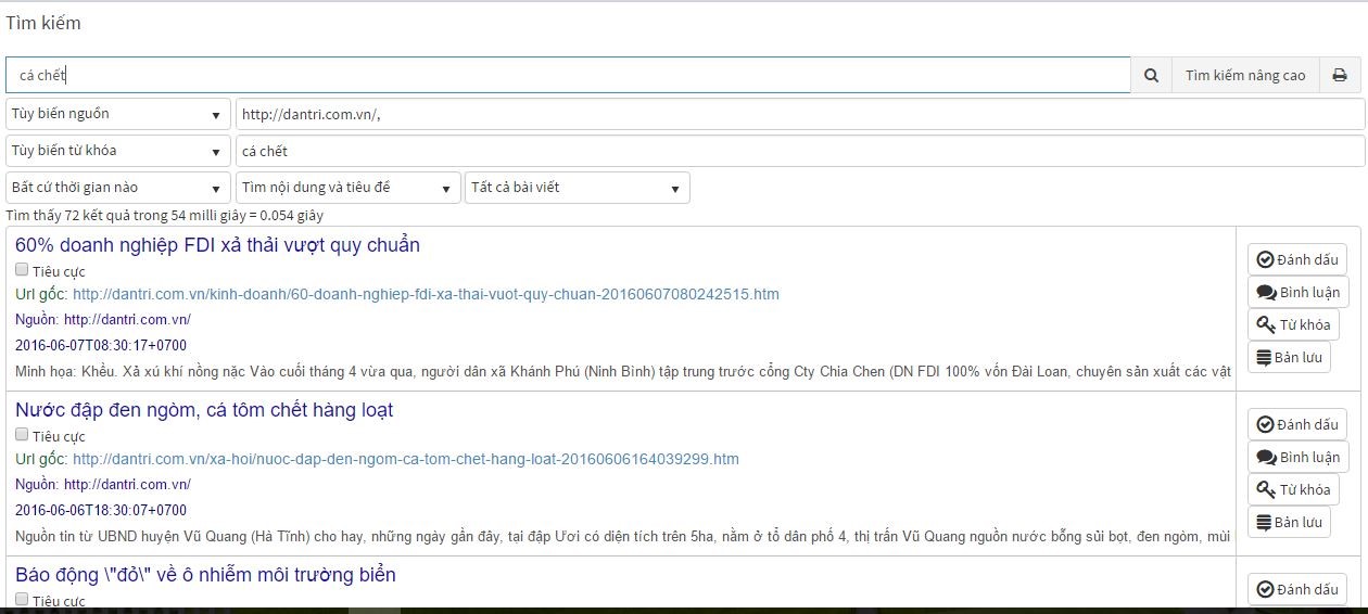 Hệ thống giám sát/ thu thập thông tin tự động trên Internet